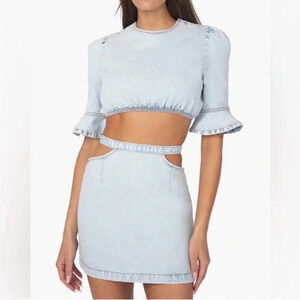 WeWoreWhat denim cutout skirt